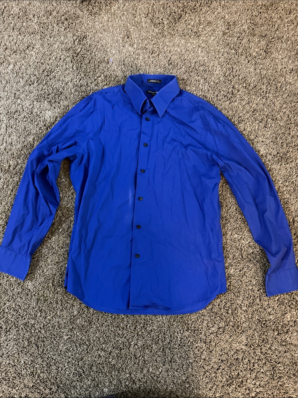 Express Men’s Cobalt Blue Long-Sleeve Dress Shirt